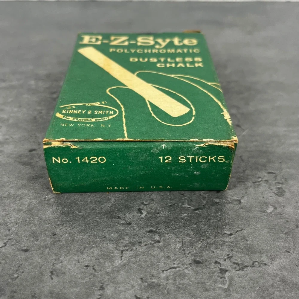 VTG 1940s-60s Binney &‎ Smith E-Z-Syte Polychromatic Dustless Chalk No 1420 Box